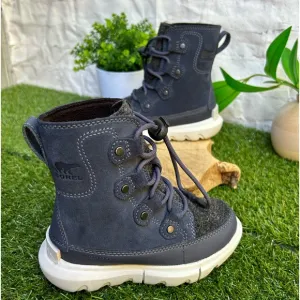Sorel Kids' Explorer WaterproofLace-up Boot In India Ink/ Moonstone size 10
