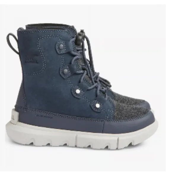 Sorel Kids' Explorer WaterproofLace-up Boot In India Ink/ Moonstone size 10