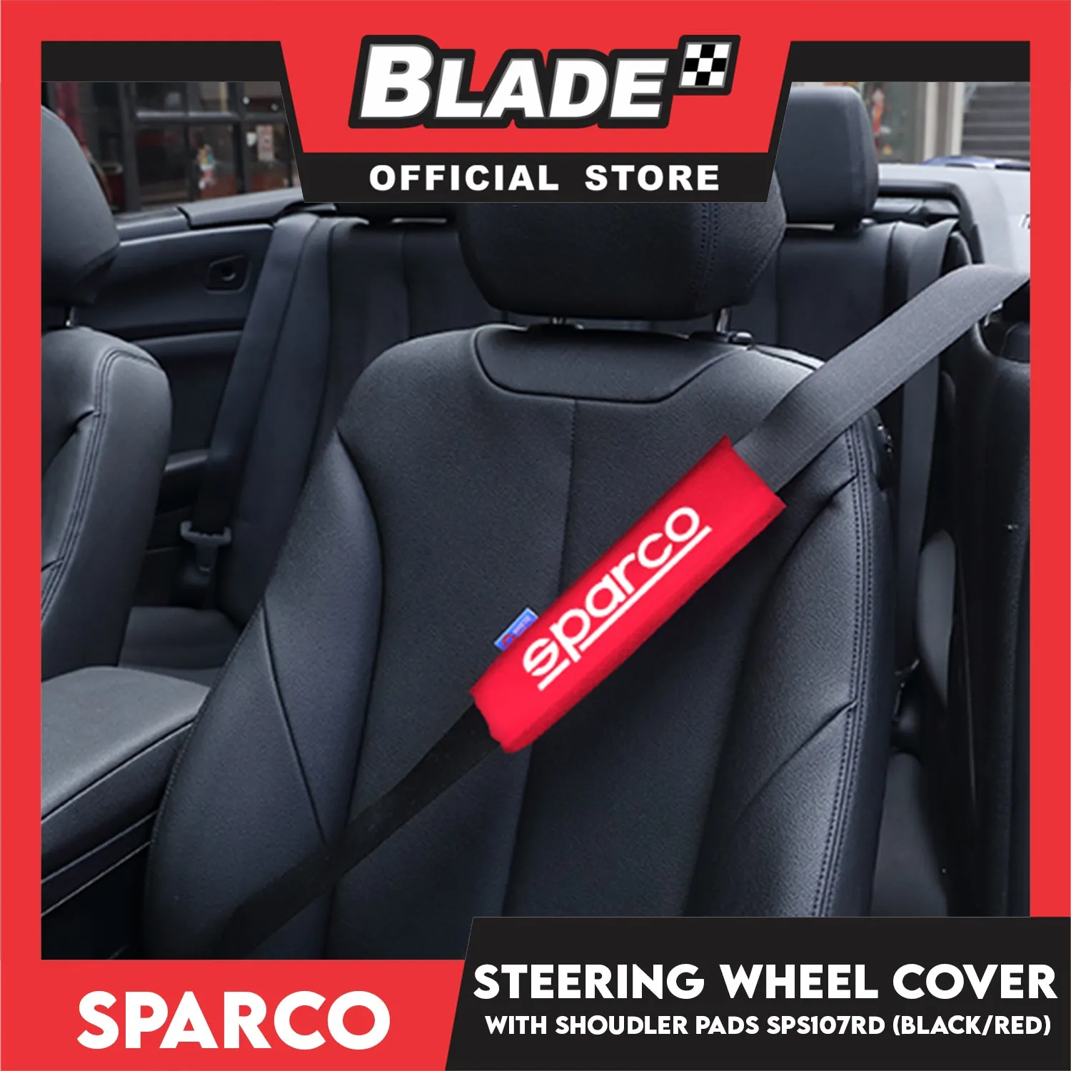 Sparco Steering Wheel Cover And Shoulder Pads (Black And Red) SPS107RD