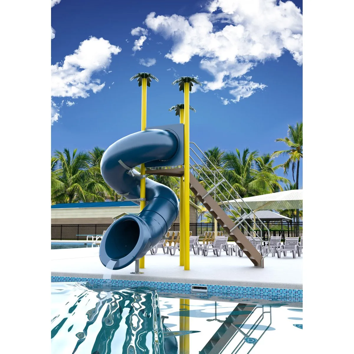 Spectrum Aquatics- Single Flume 360° Triangle Deck