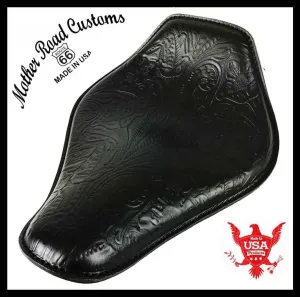 Spring Seat Chopper Bobber Harley Sportster Honda 10x13 Black Tooled Snub Nose