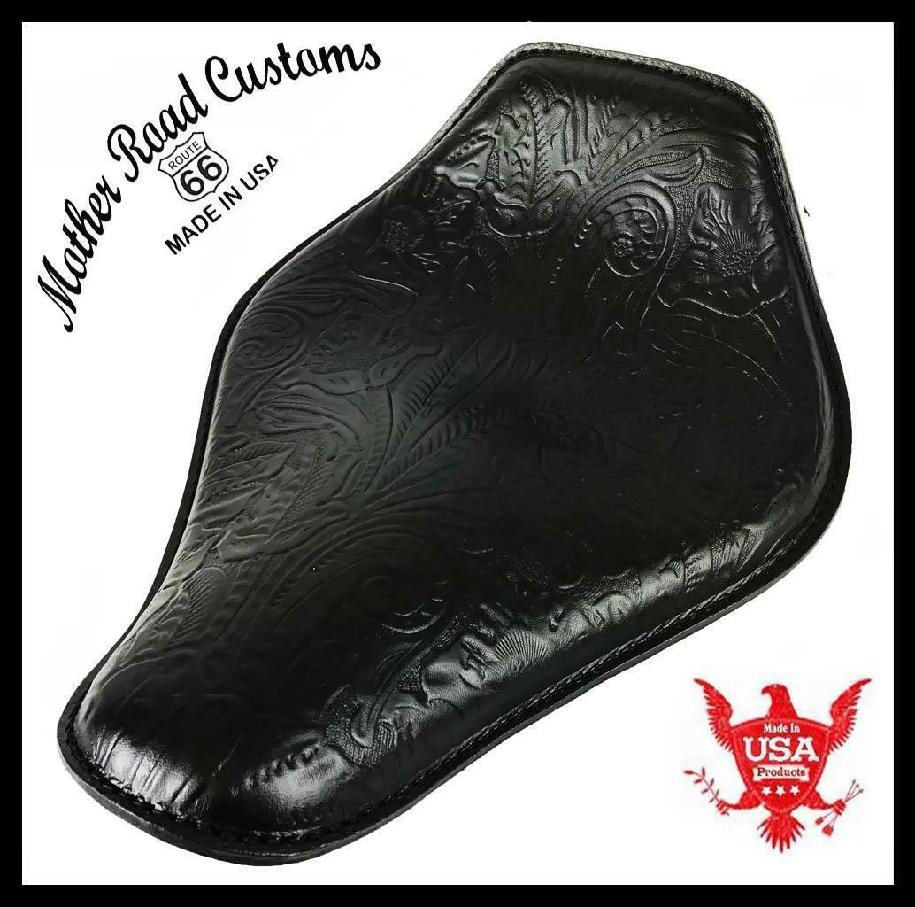 Spring Seat Chopper Bobber Harley Sportster Honda 10x13 Black Tooled Snub Nose