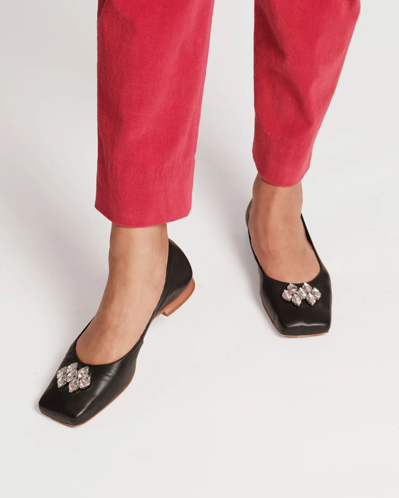 Square Toe Ballet Flat - Black