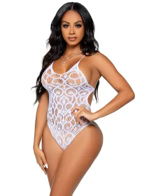 Strappy Back Lace Teddy White