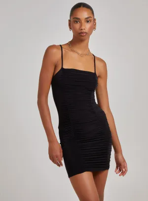 Strappy Gathered Slinky Mini Dress