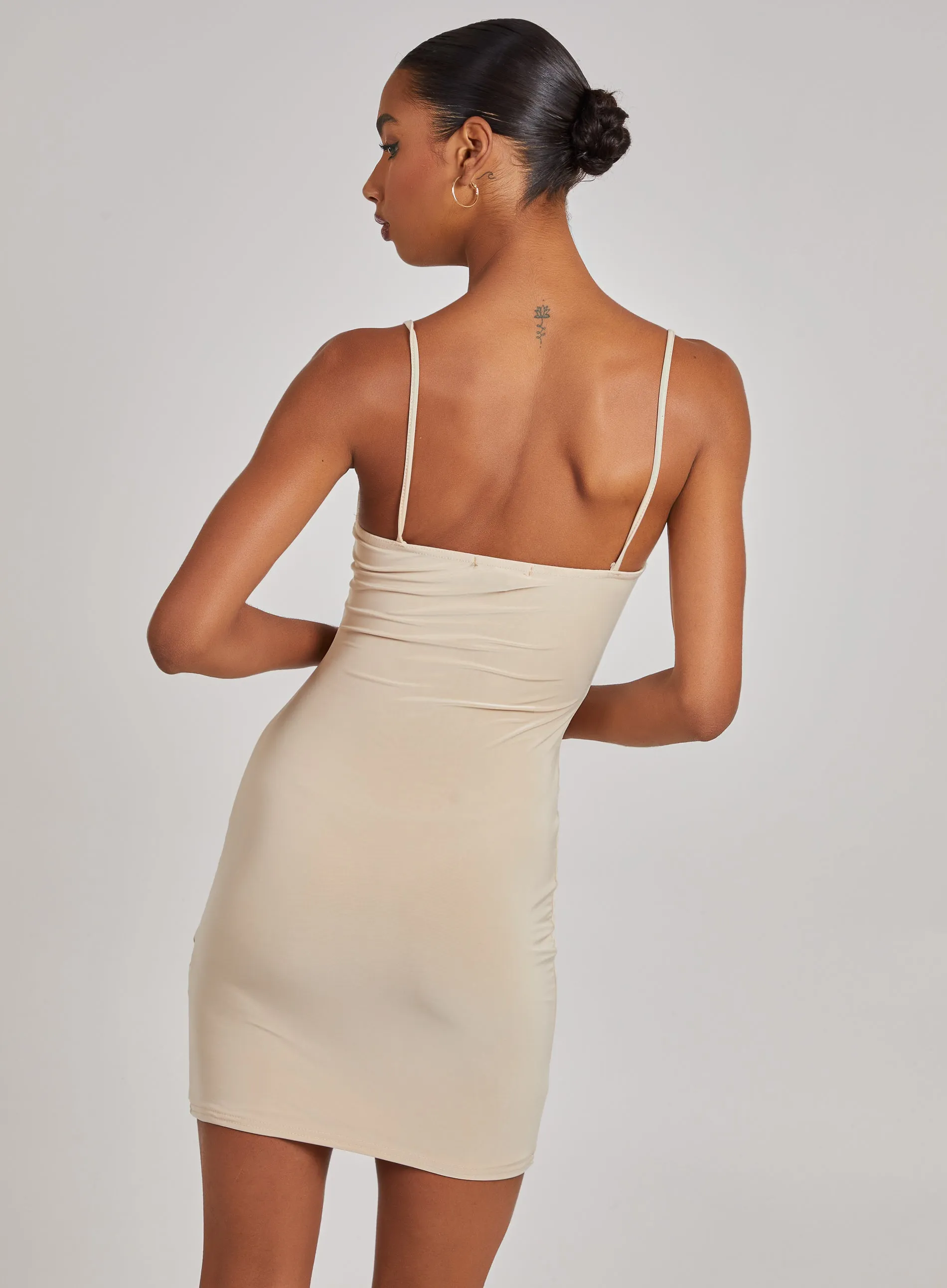 Strappy Gathered Slinky Mini Dress