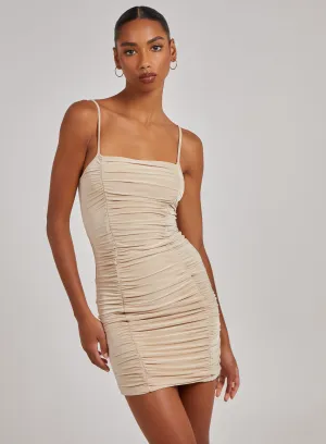 Strappy Gathered Slinky Mini Dress