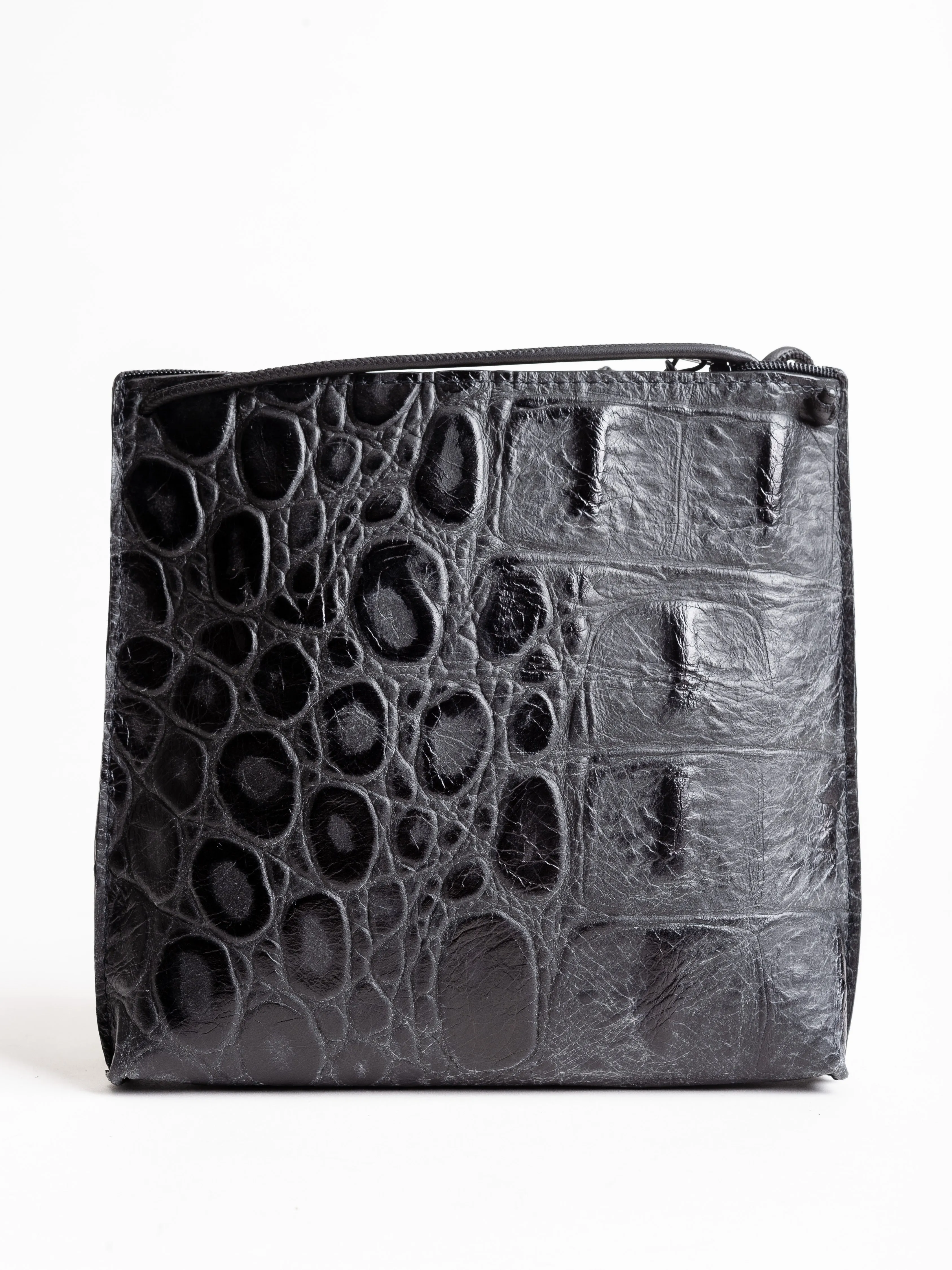 strappy pouch - black embossed gator