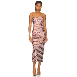 Strappy Sleeveless Sequins Midi Dress KLYF1055