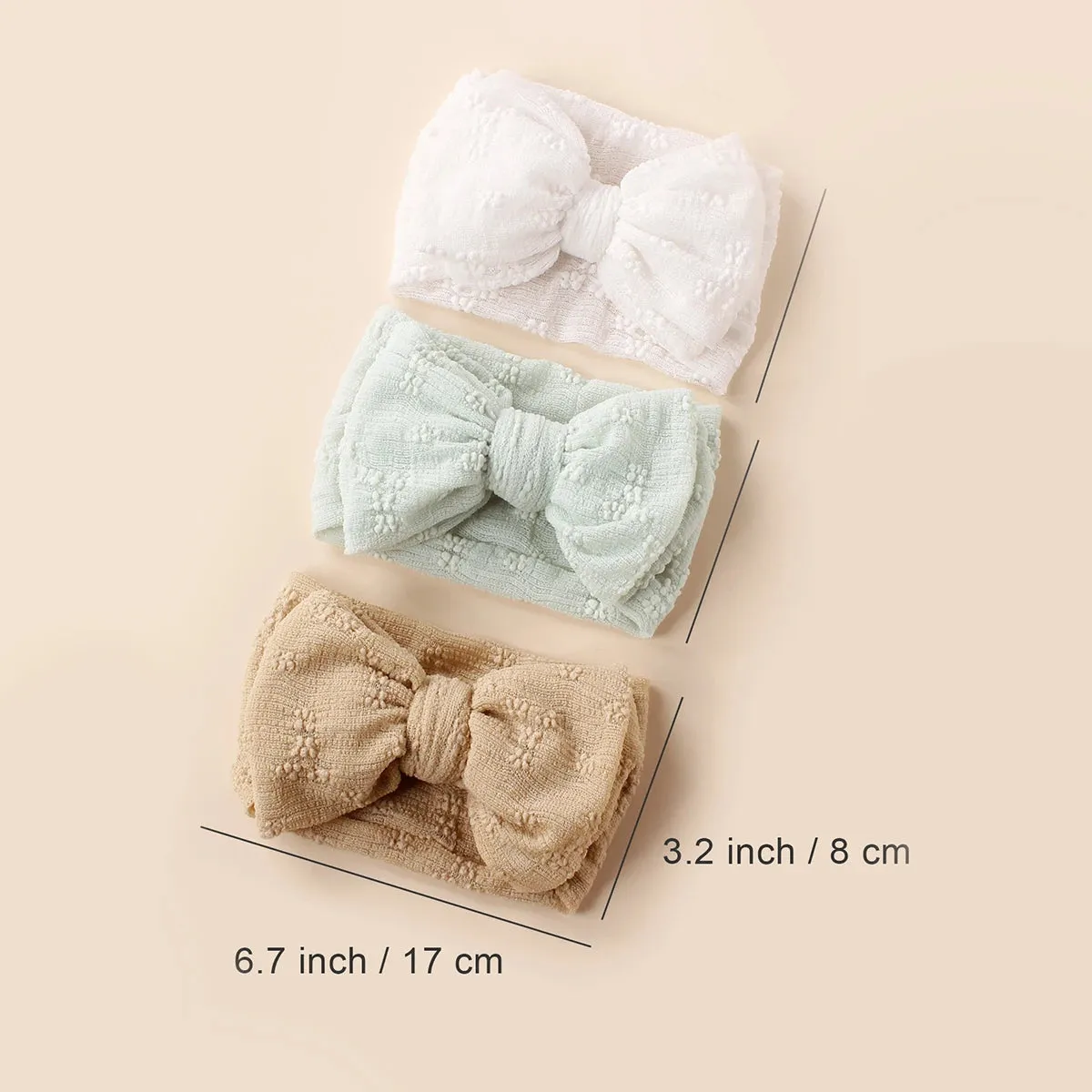 Stretchy Textured Bow Headband -  Pack of 3