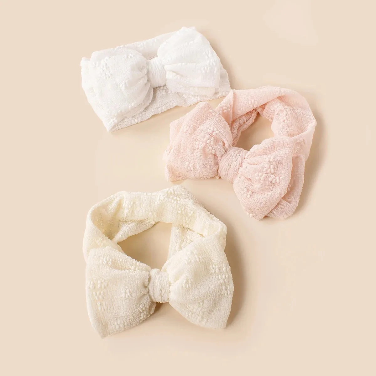 Stretchy Textured Bow Headband -  Pack of 3