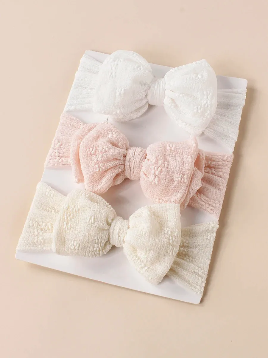 Stretchy Textured Bow Headband -  Pack of 3