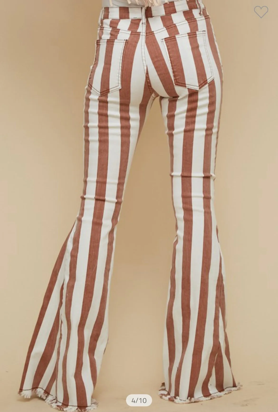 Striped Fringe stretchy denim flares