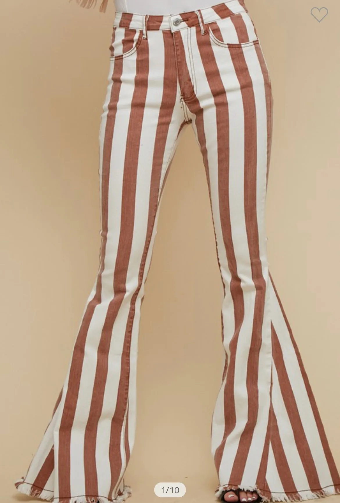 Striped Fringe stretchy denim flares