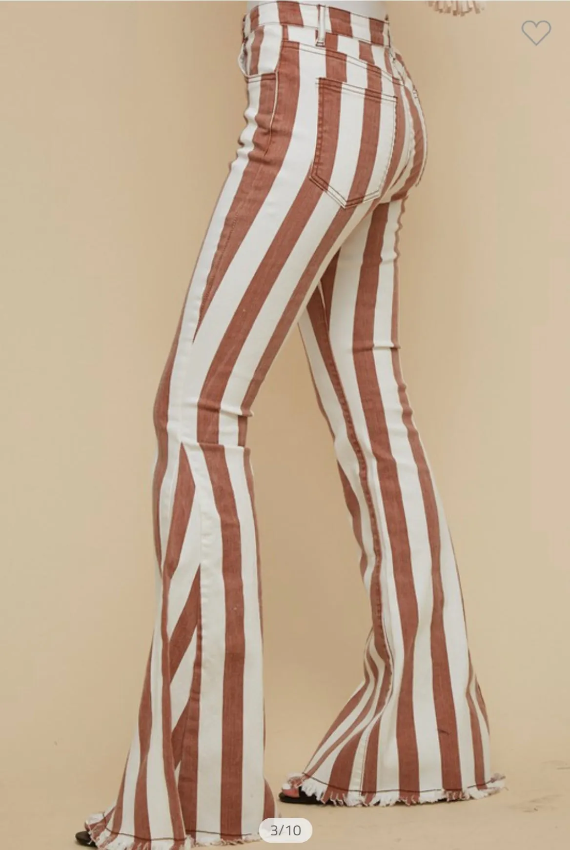 Striped Fringe stretchy denim flares