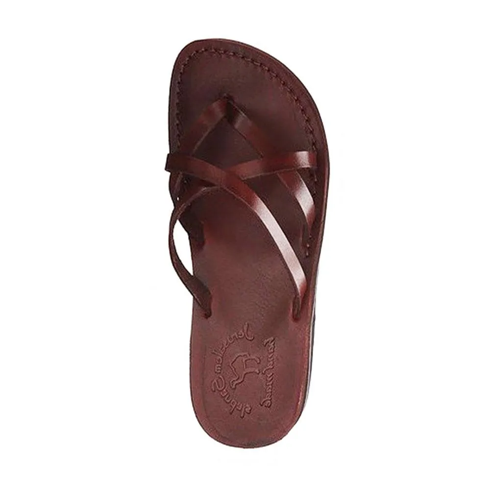Tamar - Leather Strappy Flip Flops | Brown