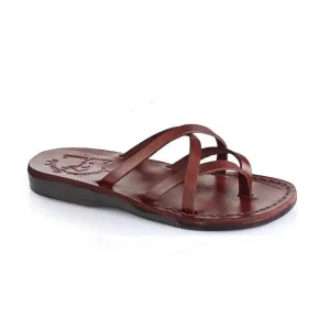 Tamar - Leather Strappy Flip Flops | Brown