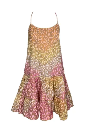 Tie Dye Strappy Dress in Snow Leopard Print