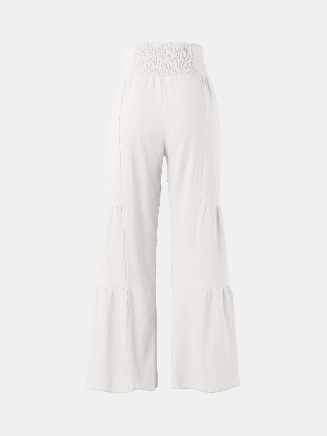 Tied Ruched High-Waist Wide Leg Pants – Effortless Glam