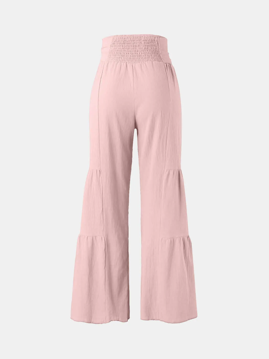 Tied Ruched High-Waist Wide Leg Pants – Effortless Glam
