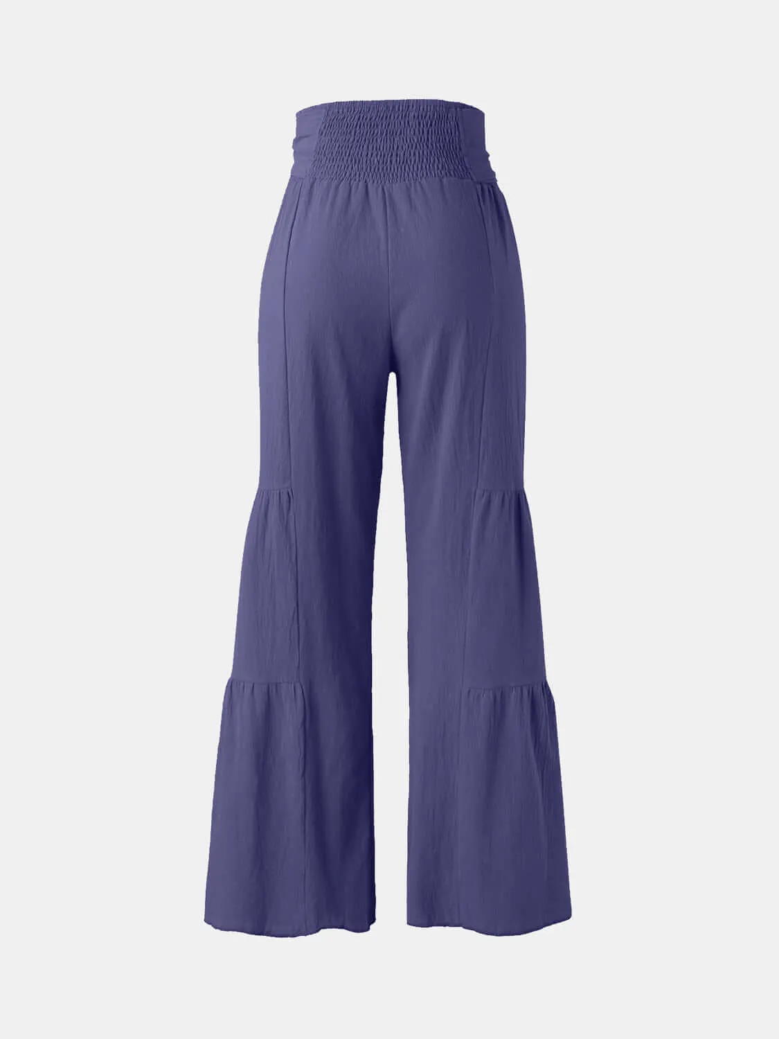 Tied Ruched High-Waist Wide Leg Pants – Effortless Glam
