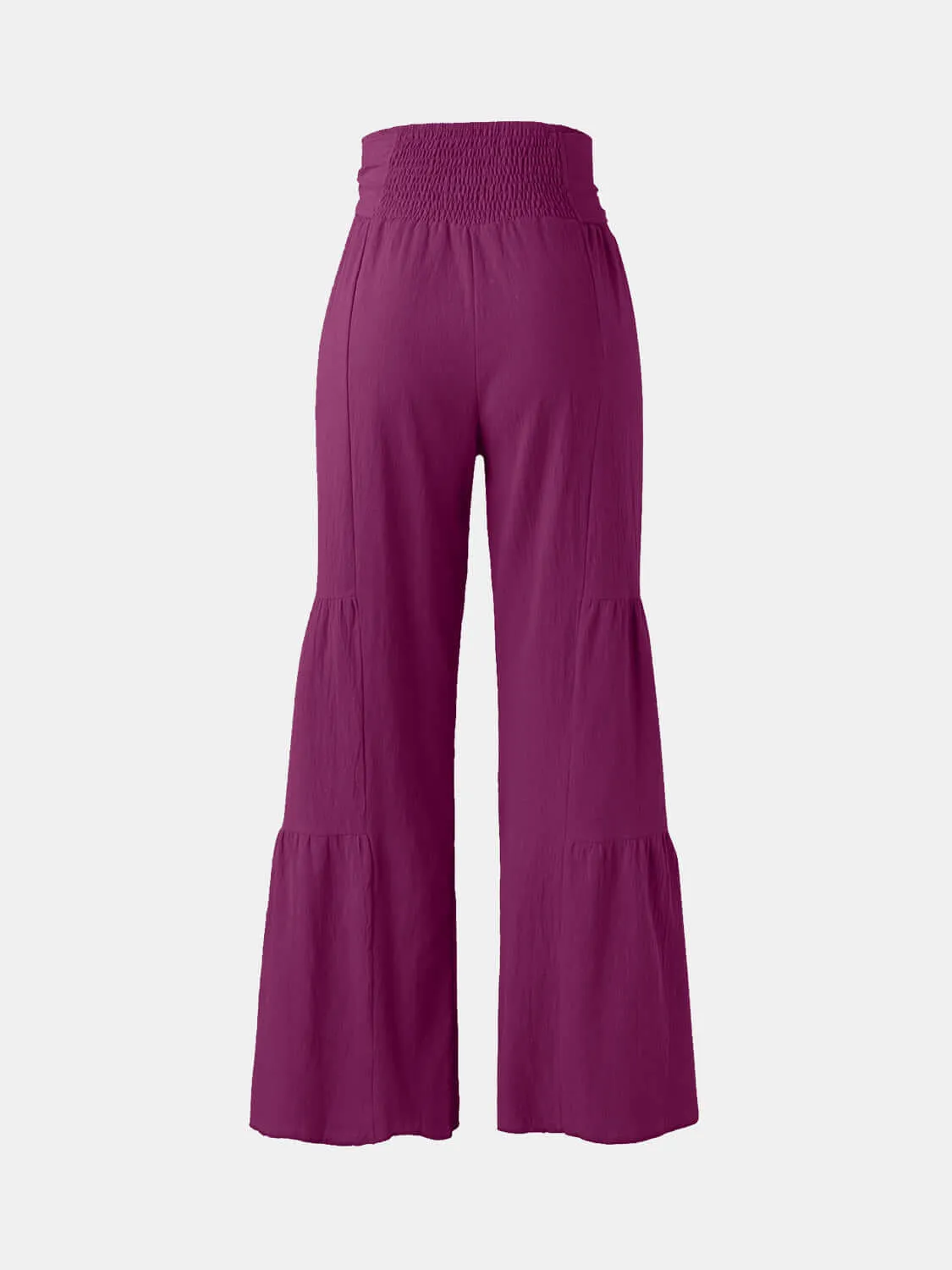 Tied Ruched High-Waist Wide Leg Pants – Effortless Glam