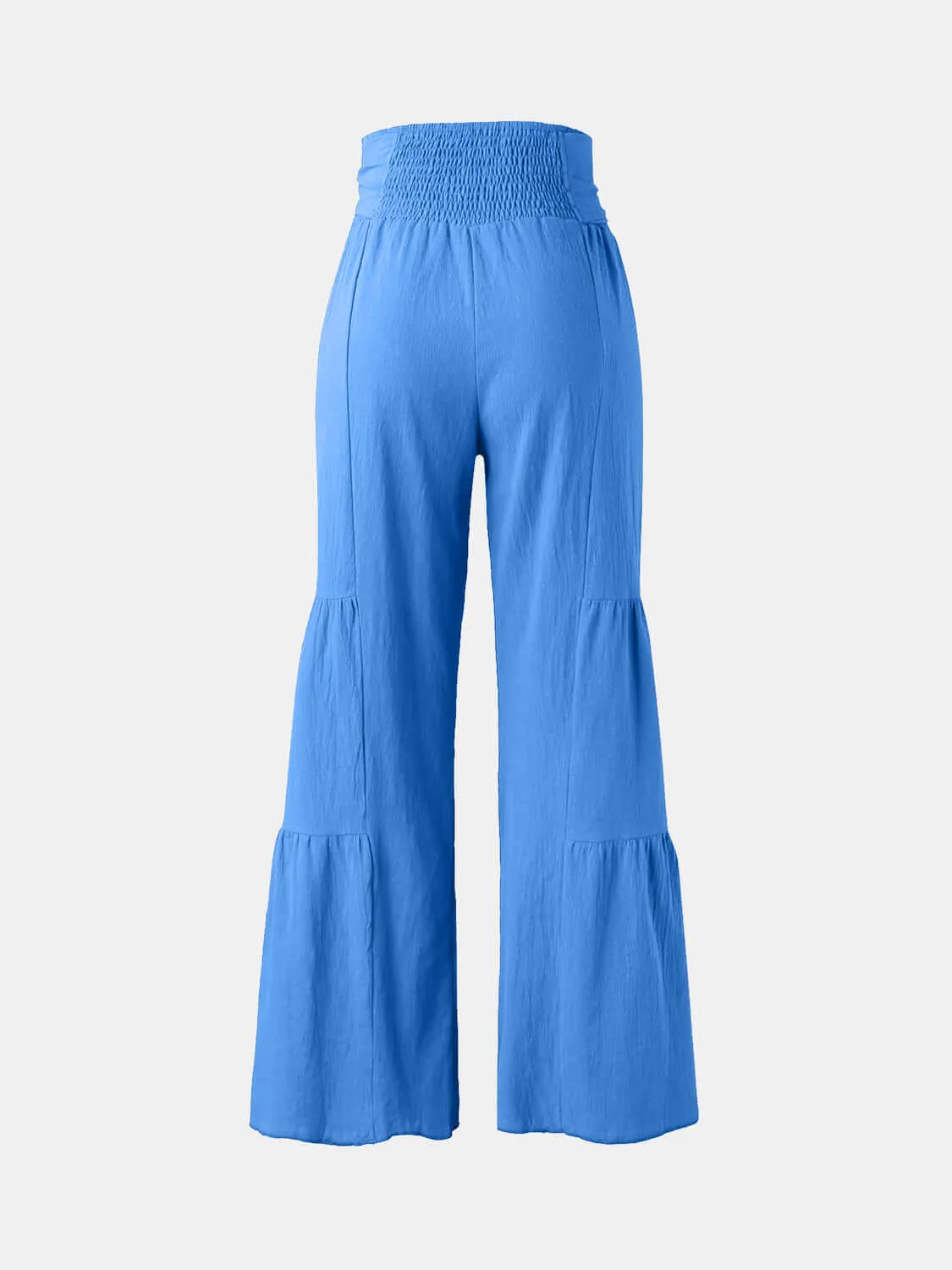 Tied Ruched High-Waist Wide Leg Pants – Effortless Glam