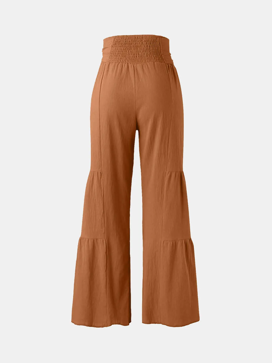 Tied Ruched High-Waist Wide Leg Pants – Effortless Glam