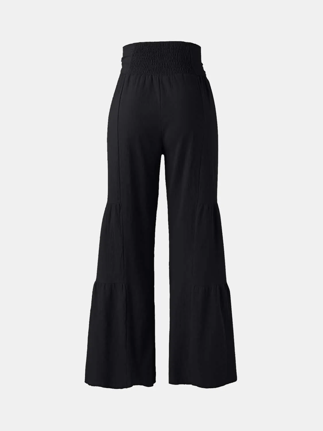 Tied Ruched High-Waist Wide Leg Pants – Effortless Glam