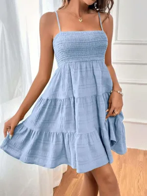 Tiered Smocked Square Neck Cami Dress – Flowy & Flattering