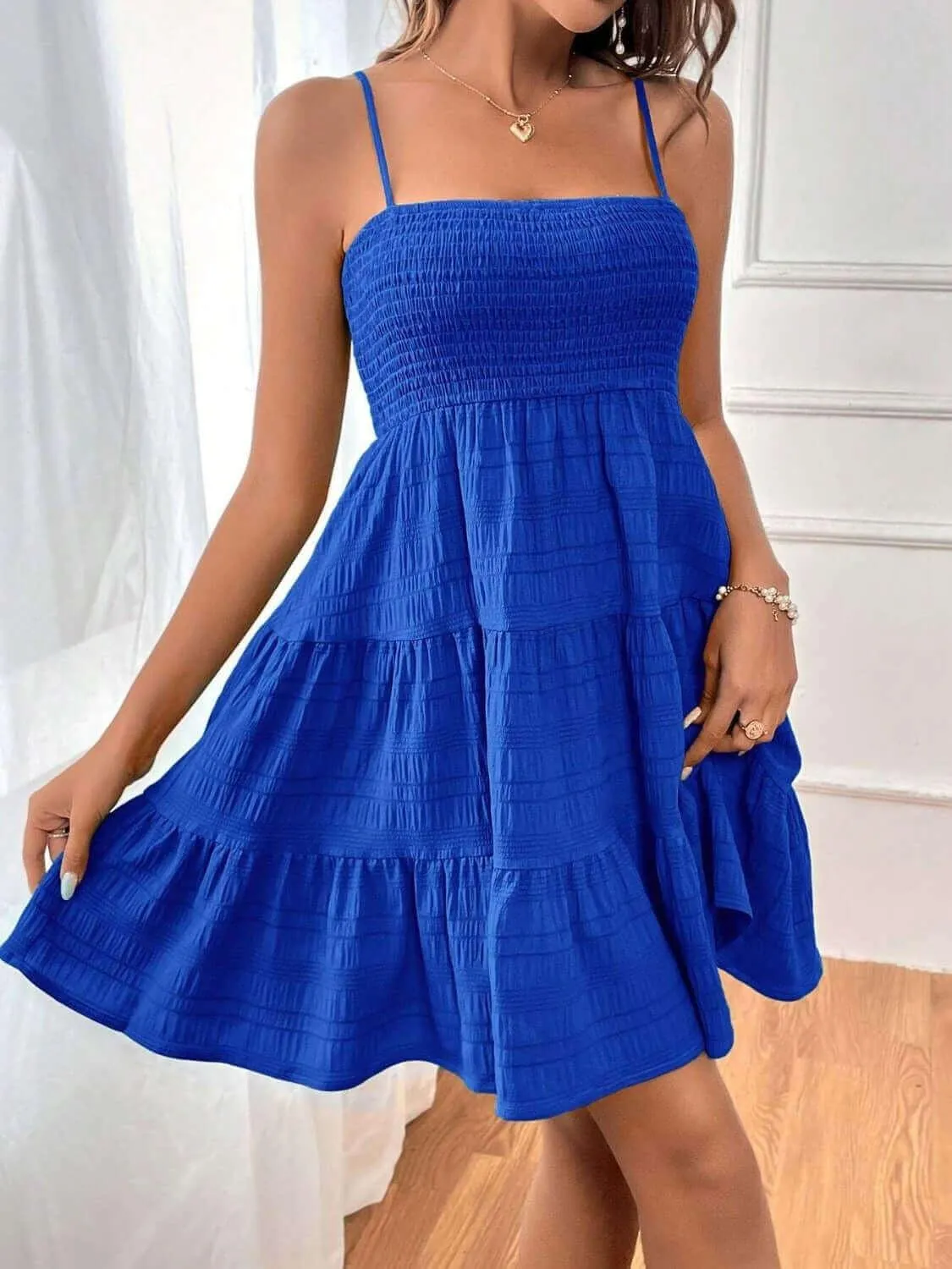 Tiered Smocked Square Neck Cami Dress – Flowy & Flattering