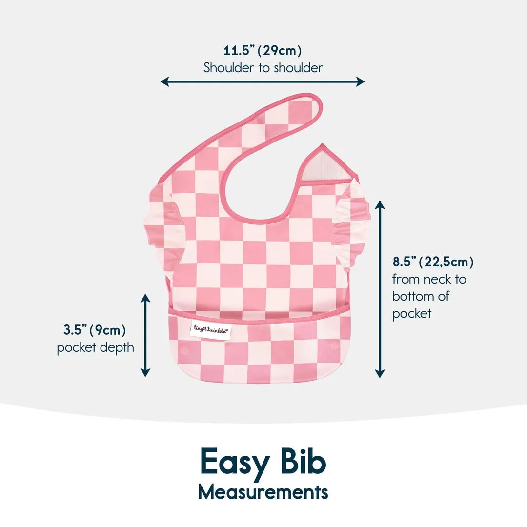 Tiny Twinkle - Mess-proof Easy Bib 3 Pack - Pink, Brown Checkers, Solid Pink