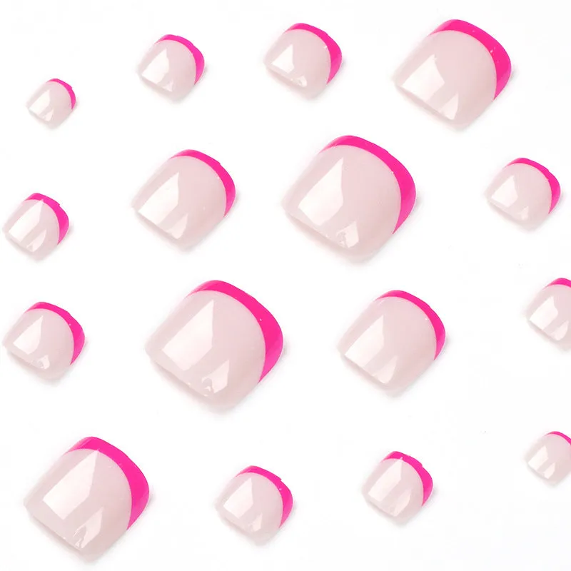 Toe nail french hot pink gray