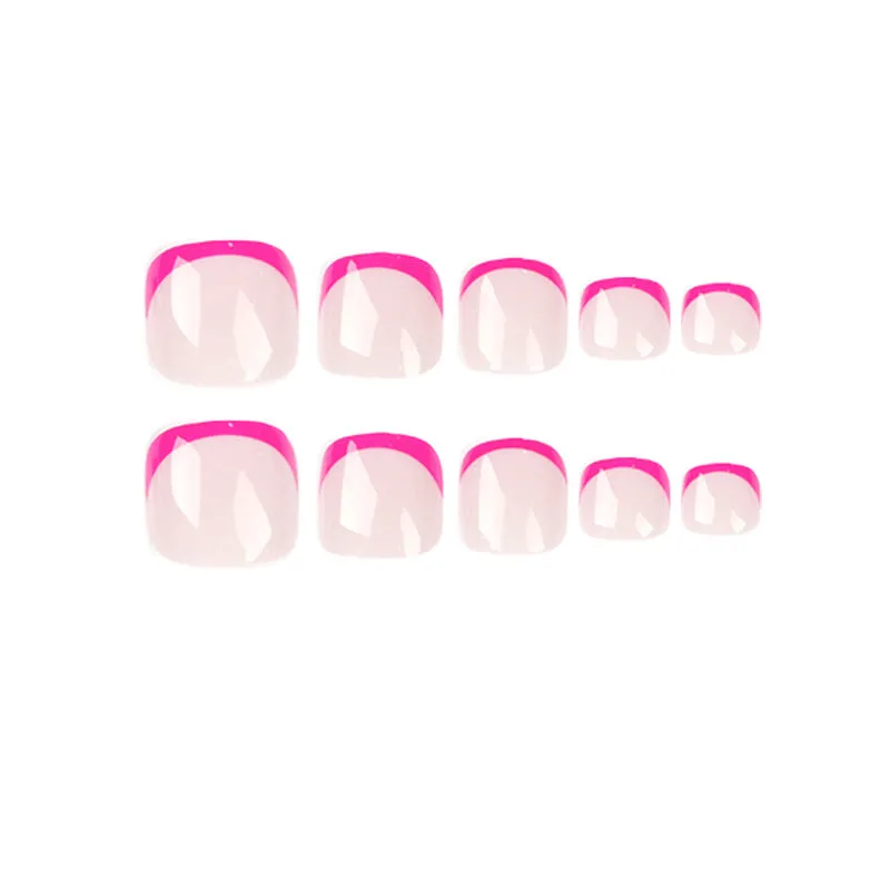 Toe nail french hot pink gray