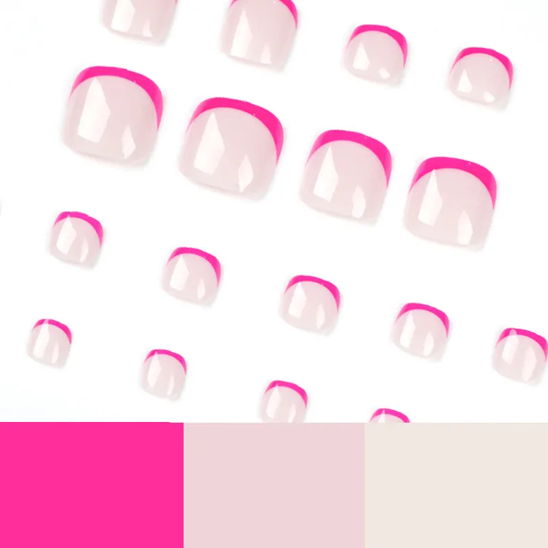 Toe nail french hot pink gray