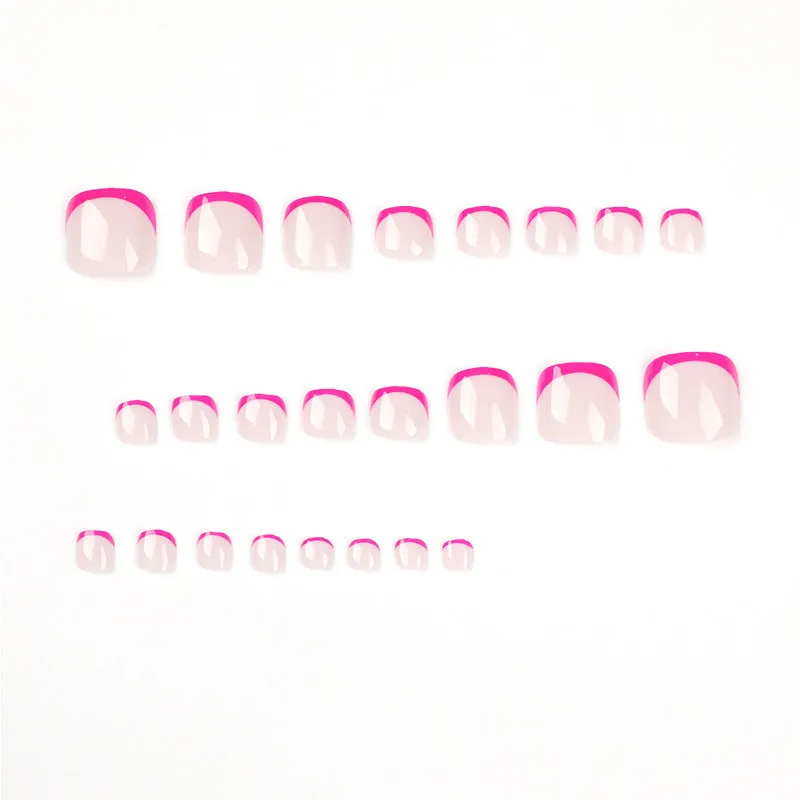 Toe nail french hot pink gray