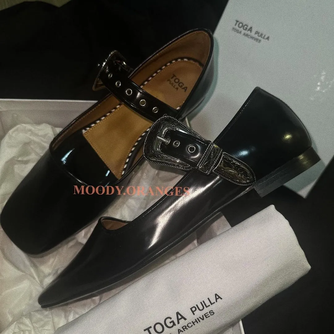 Toga Pulla Leather Ballet Flats Mary Jane