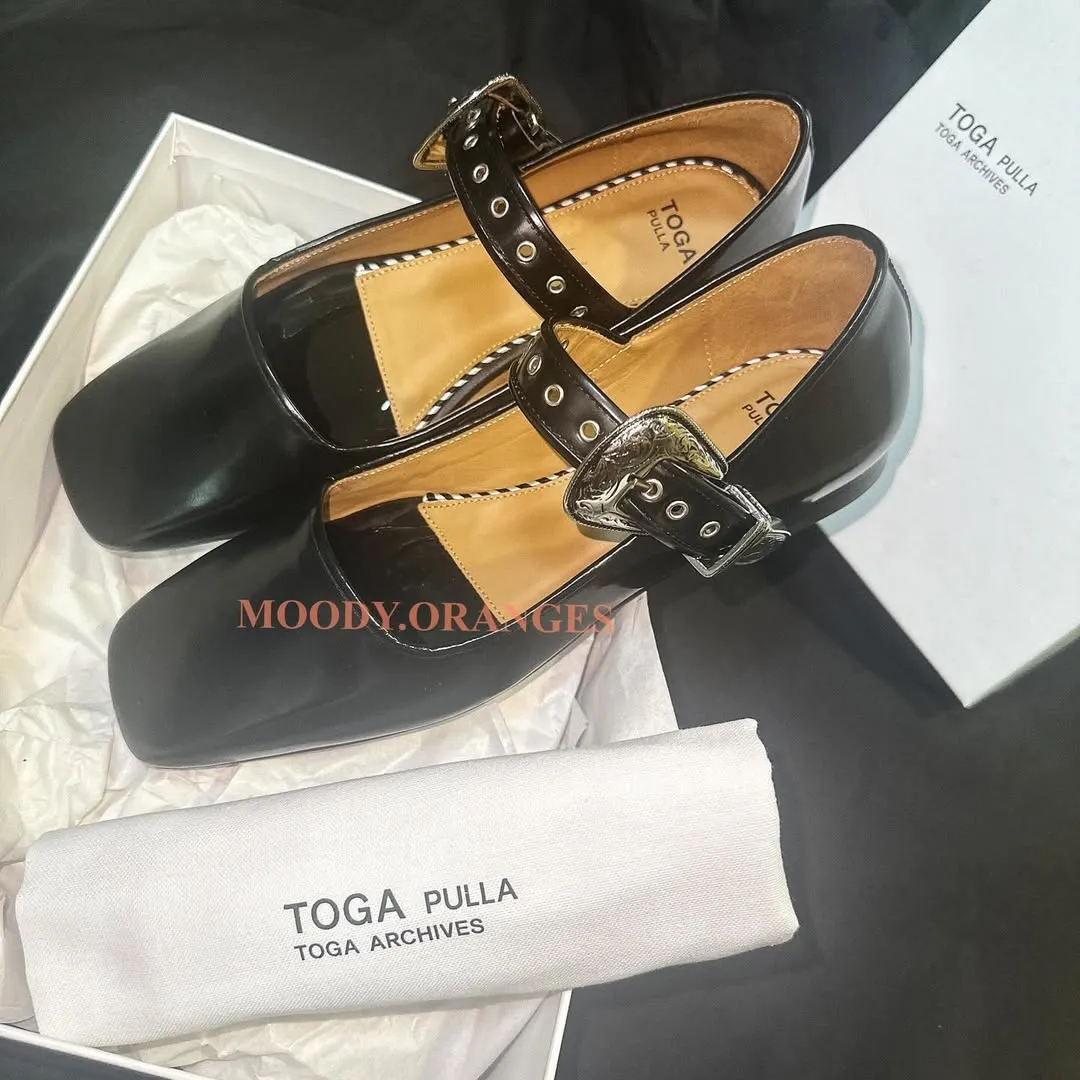 Toga Pulla Leather Ballet Flats Mary Jane