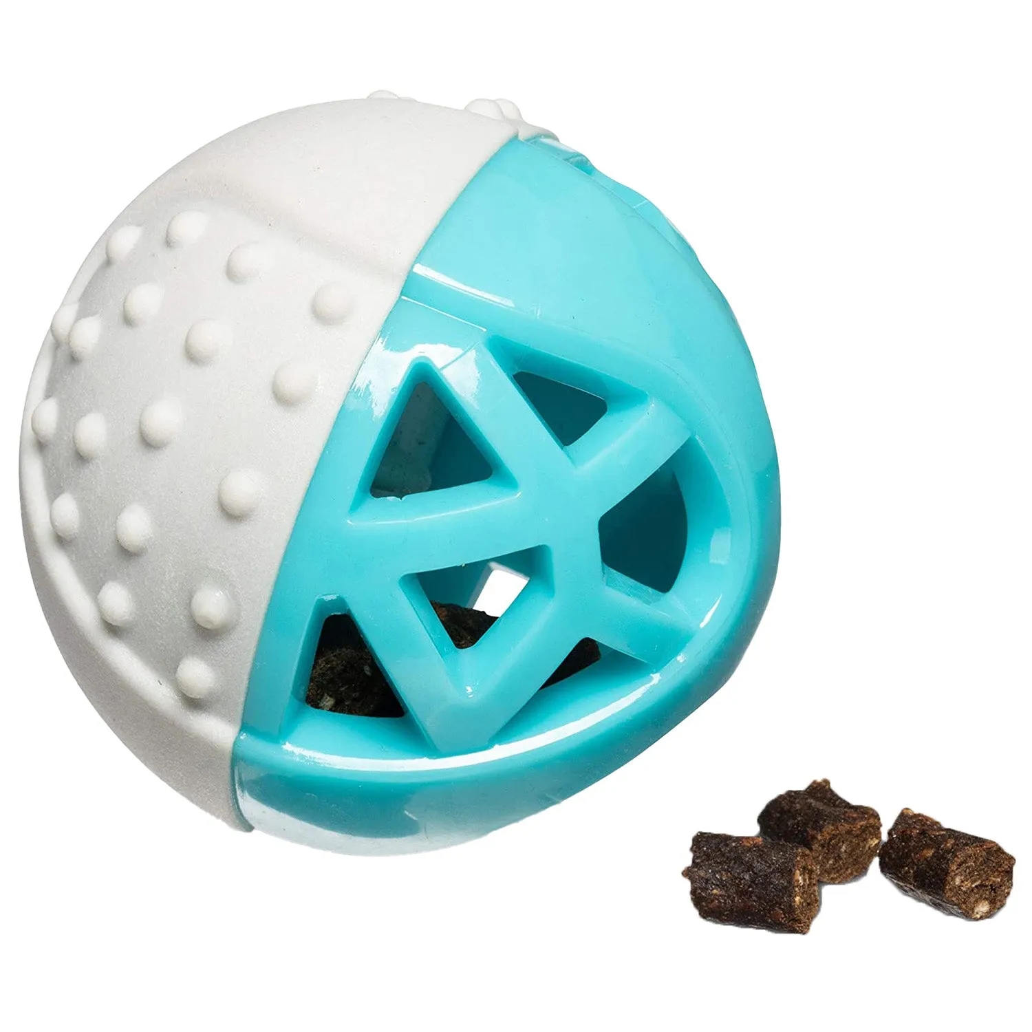 Totally Pooched Catch n' Squeak Rubber Ball Dog Toys (3.5-inch, Grey & Teal)