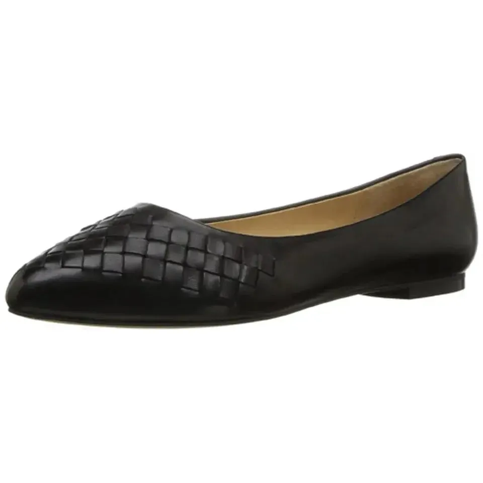 Trotters Estee Woven Leather Ballet Flat Loafer | Black US Women's Size 8M