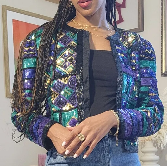 Vintage Lawrence Kazar Sequence Jacket