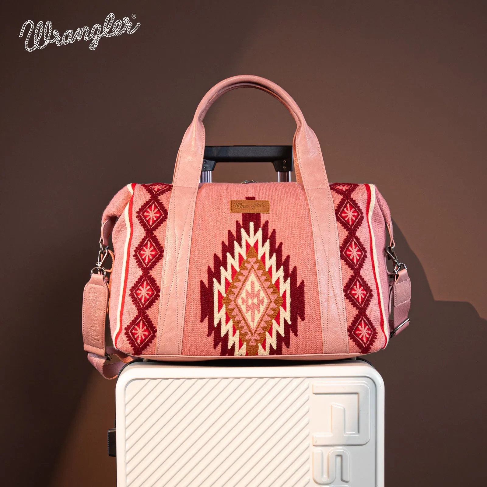 WG174-5110  Wrangler Southwestern Print Duffle Bag - Hot Pink