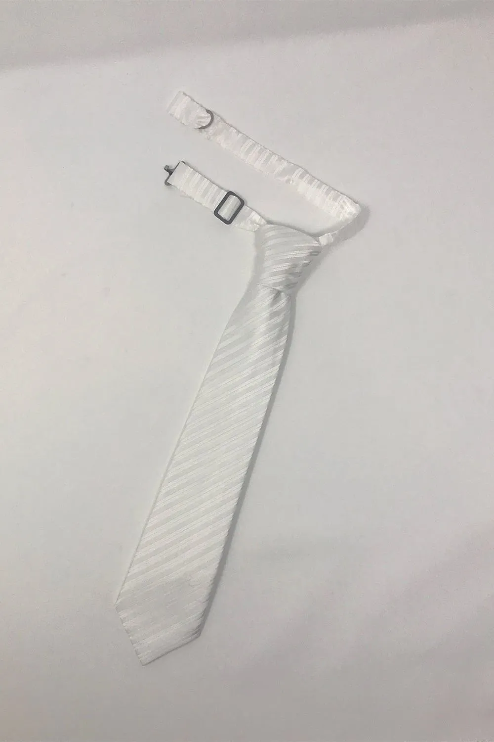 White Newton Stripe Kids Necktie