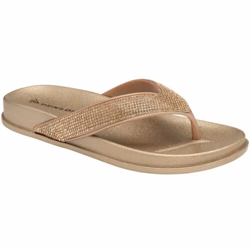 WOMENS FLIP FLOPS LOW WEDGE SLIPPERS DUNLOP LADIES SANDAL SUMMER COMFORT SHOES
