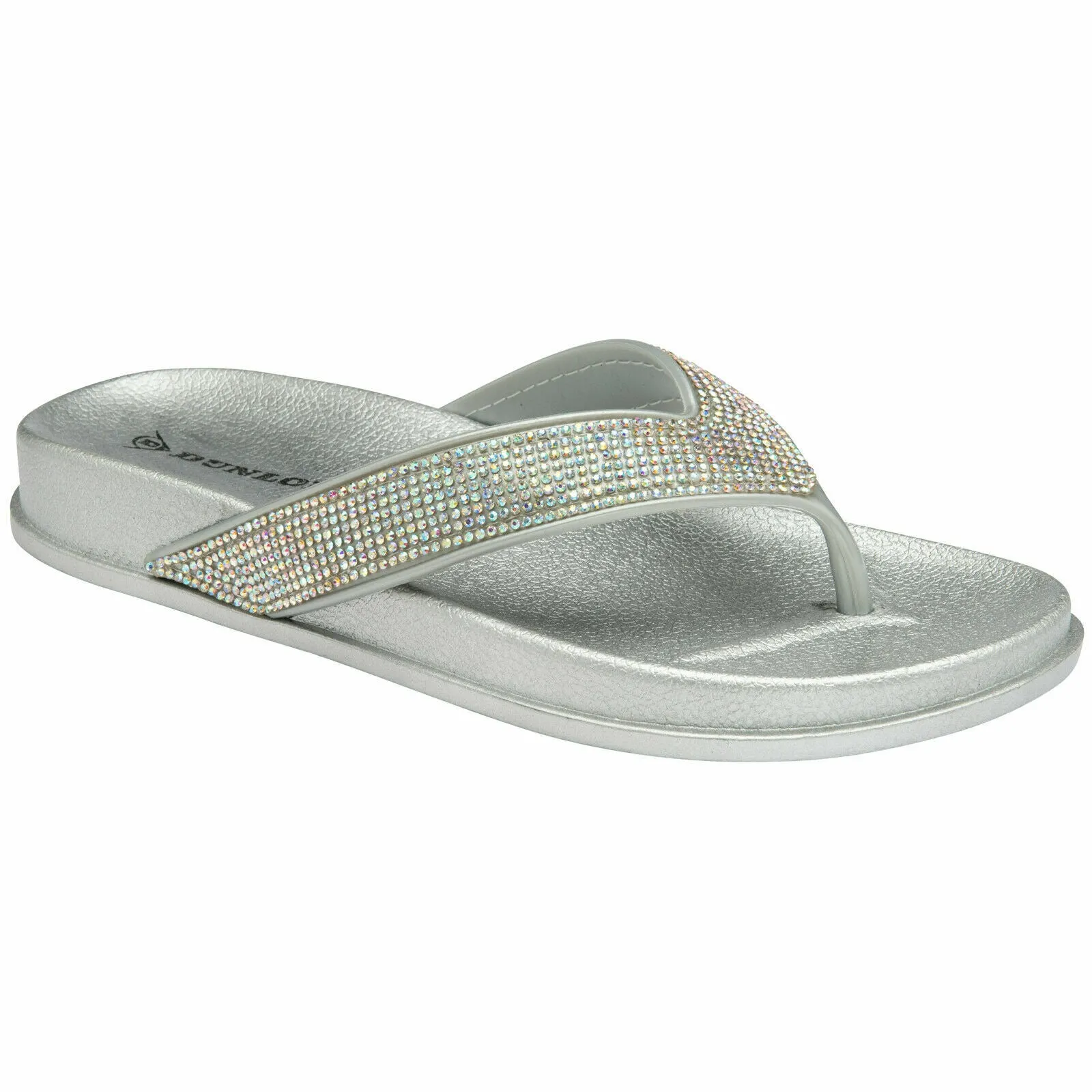 WOMENS FLIP FLOPS LOW WEDGE SLIPPERS DUNLOP LADIES SANDAL SUMMER COMFORT SHOES
