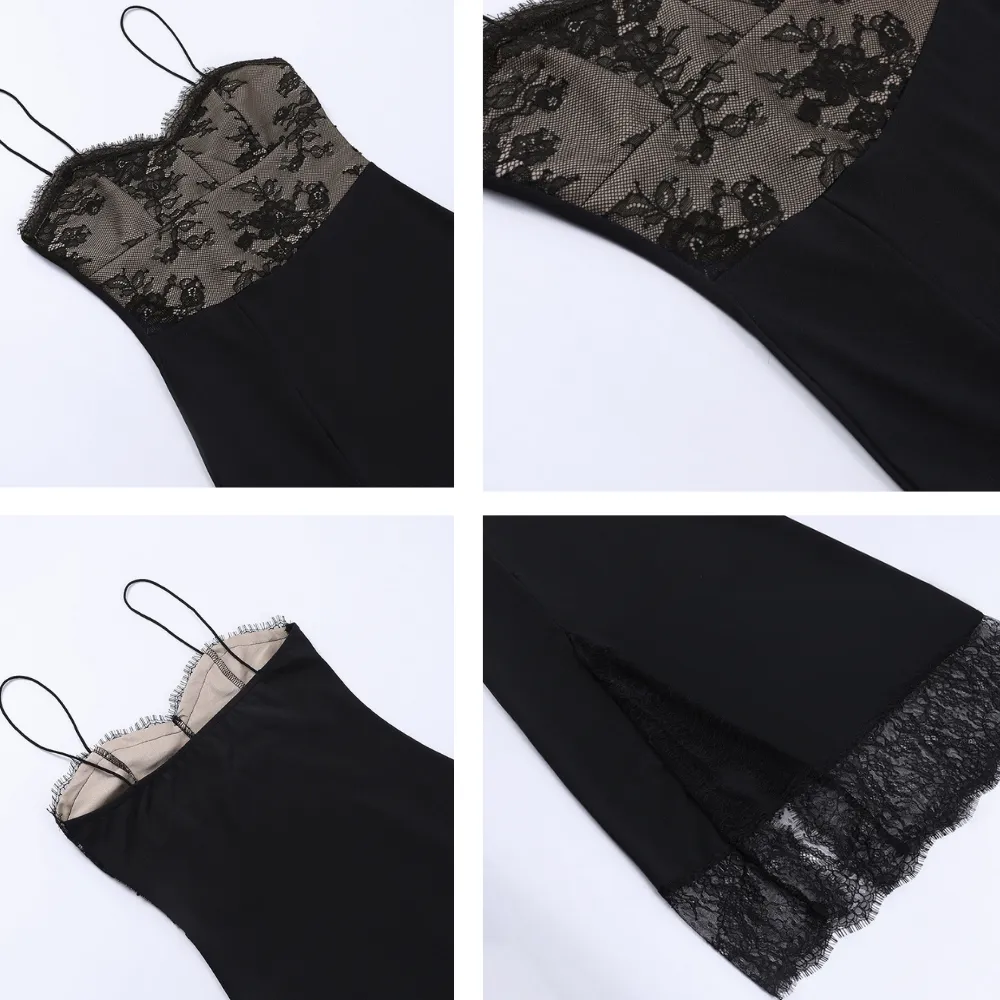 Women's Lace Strappy Slit Dress