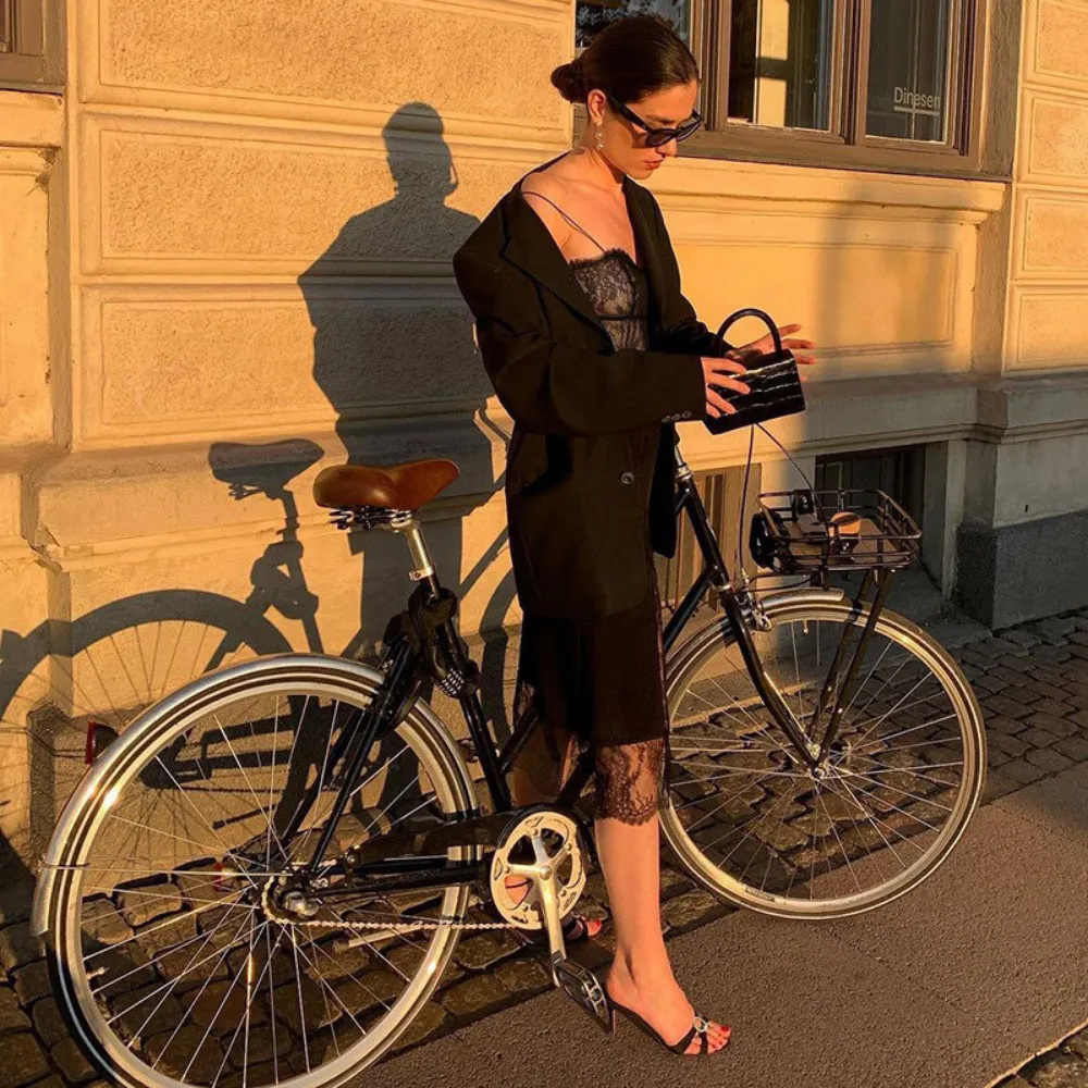 Women's Lace Strappy Slit Dress