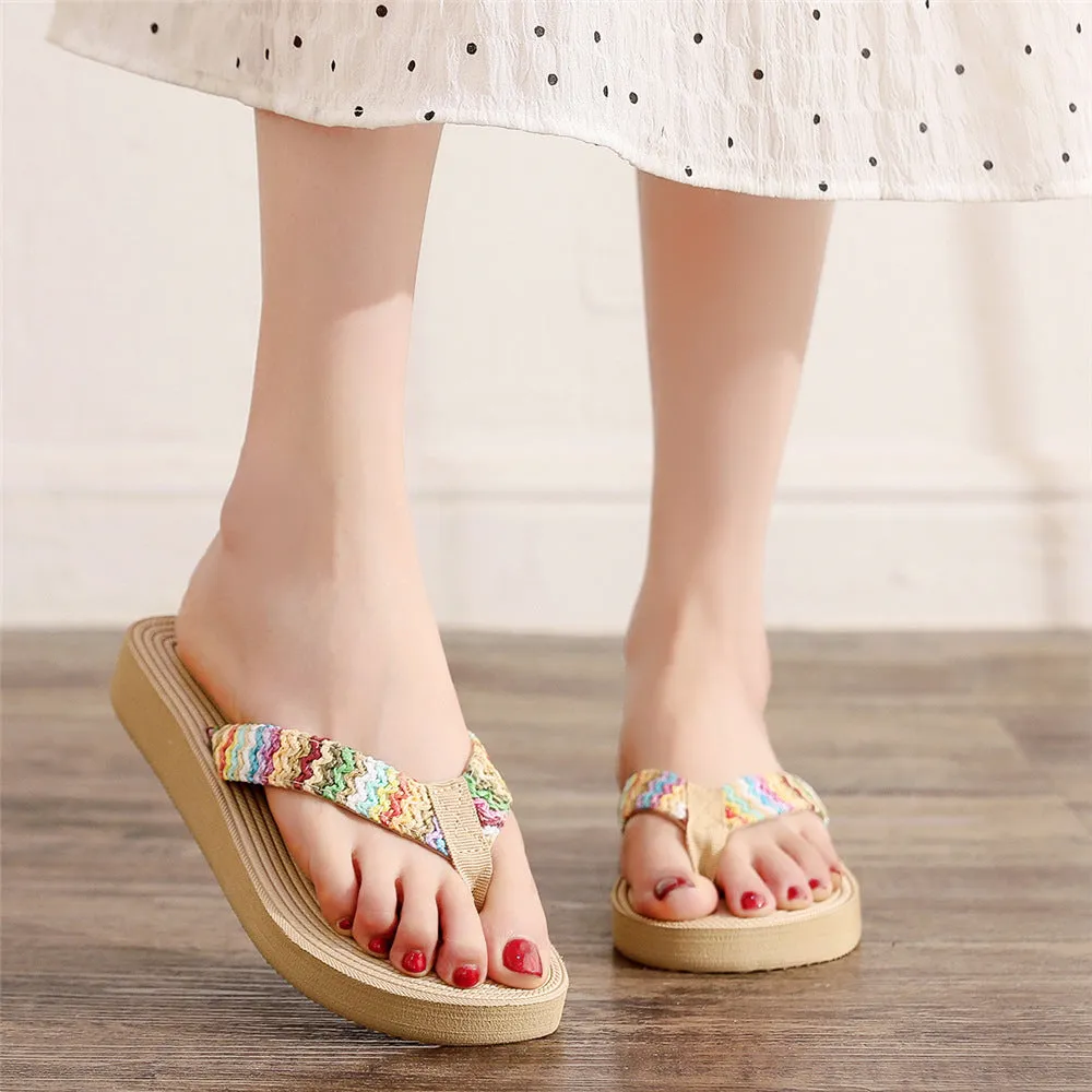 Woven Wedge Flip Flops